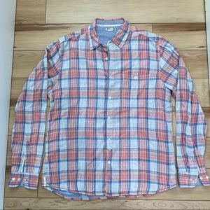 Carbon2Cobalt - Men’s 100% Cotton Plaid Button Up Shirt - Size Medium